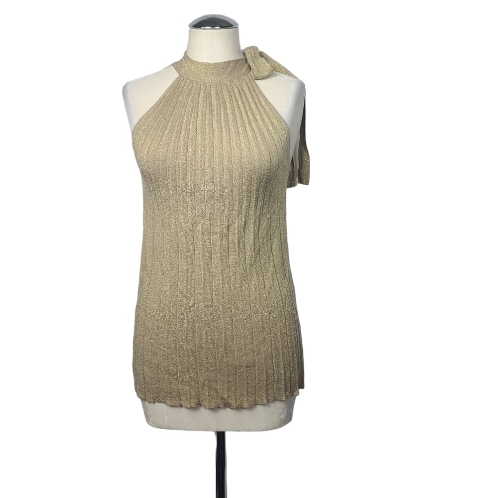 Cache Gold Metallic Tank Top S